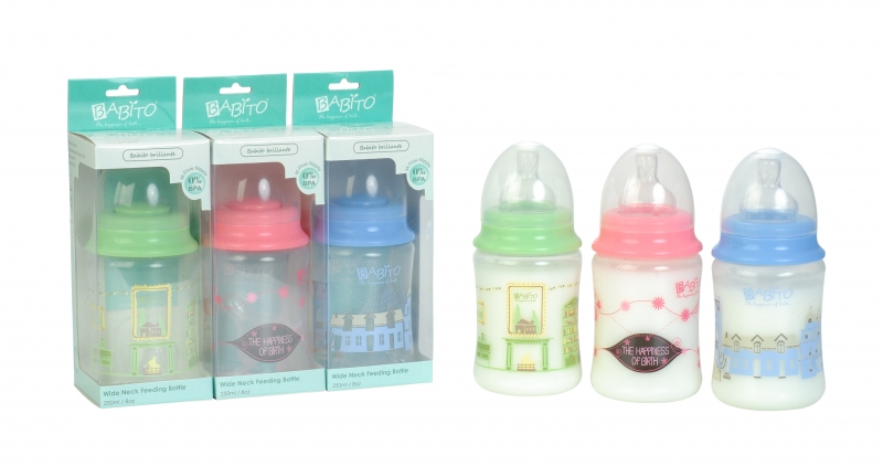 Babito Baby Feeding Bottle Wide Neck 8oz/250ml- Pink