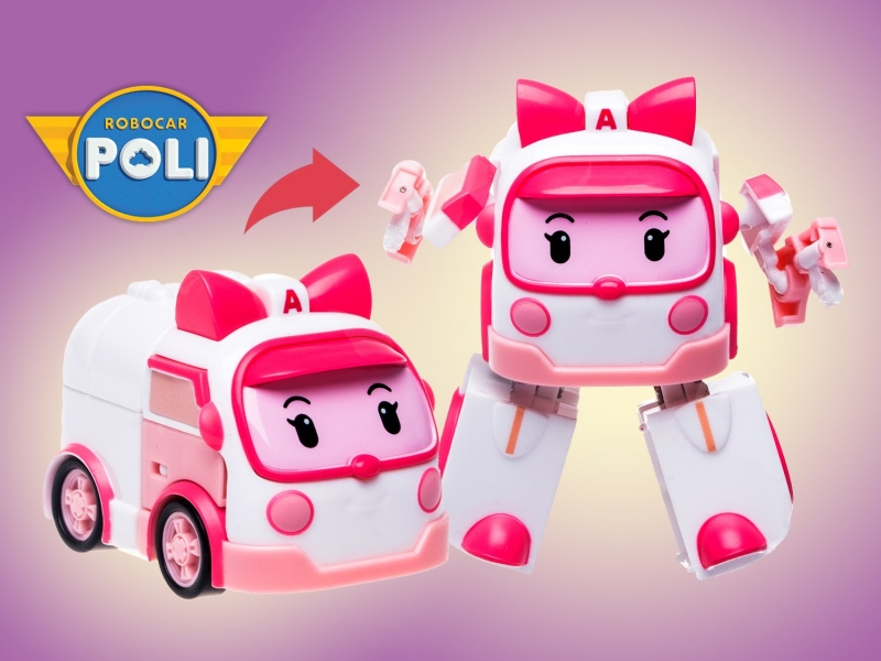 Robocar Poli Robot Transform Car Toy (AMBER-PINK)