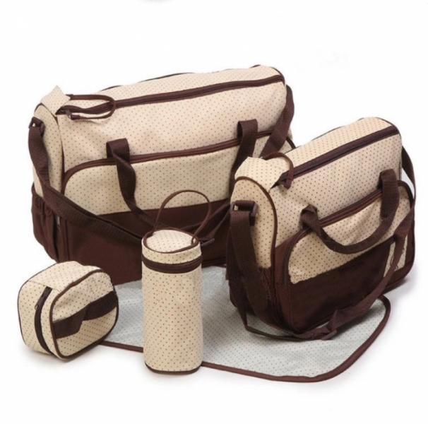 Mommy and Baby Travel Tote Bag (5 in 1) (Coffee)