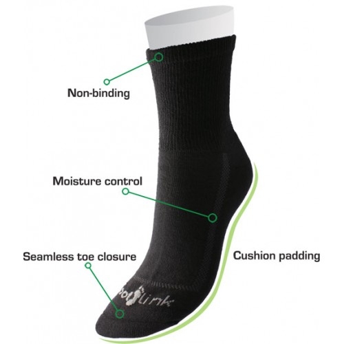 Footlink Diabetic Socks - Black Color