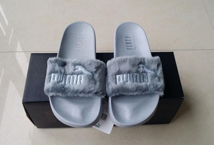 puma fur slides grey