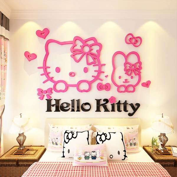 Hello Kitty & Friends 3D wall Sticker Acrylic Material (Pink) (M)