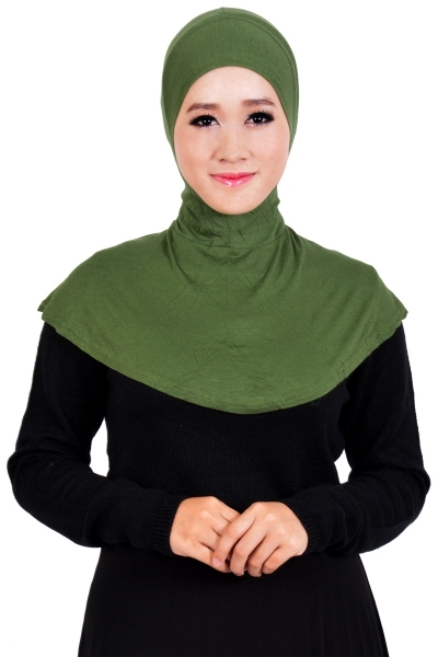 Anak Tudung Ninja  Belah Belakang Cotton Japan Army Green