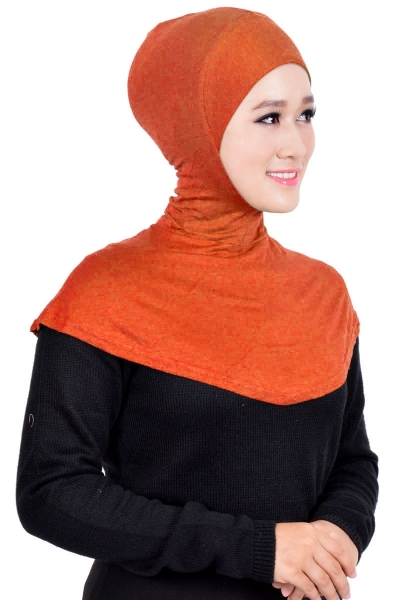 Anak Tudung Ninja  Belah Belakang Cotton Japan Oren Brown