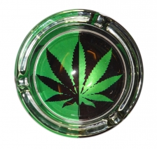 Thick glass ashtray - Leaf Design