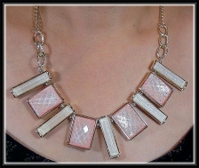 Fashion Korean Mixed Rectangle & Square Shape With Pink & White Color Design Necklace