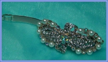 Lovely Single Ribbon With Crystal And Pearl Hairclip