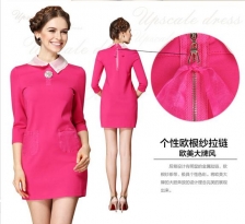 Trendy Collared Slim Dress With Pockets