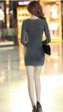 Fashion Trendy Layered Collar Long Sleeve Slim Dress