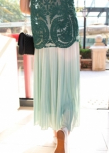 Fashion Gradient Color Pleated Chiffon Skirt
