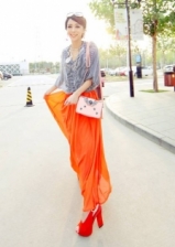 Trendy Basic Chiffon Long Skirt