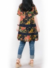 Fashion Flax Commoner Floral Design Casual Short Sleeve Dress