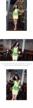 Fashion Korean Joint Color Peplum Half Sleeve Mini Dress With Belt