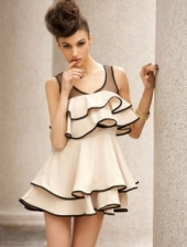 Fashion European Stylish Layered Design Sleeveless Mini Dress