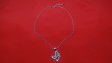 Fashion Silver Butterfly Flowery Crystal Shape Necklace