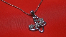 Fashion Silver Butterfly Flowery Crystal Shape Necklace