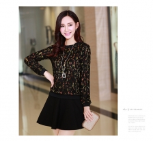 Trendy Lace Design Lady Long Sleeve Top