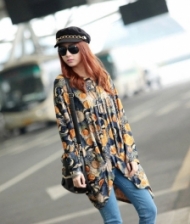 Trendy Coins Design Batwing Long Sleeve Top