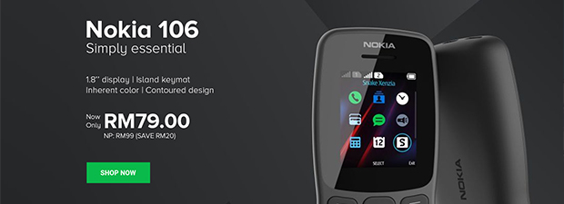 Nokia 106 (4MB RAM + 4MB ROM) Mobile Phone - Original 1 Year Warranty by NOKIA Malaysia (MY SET)
